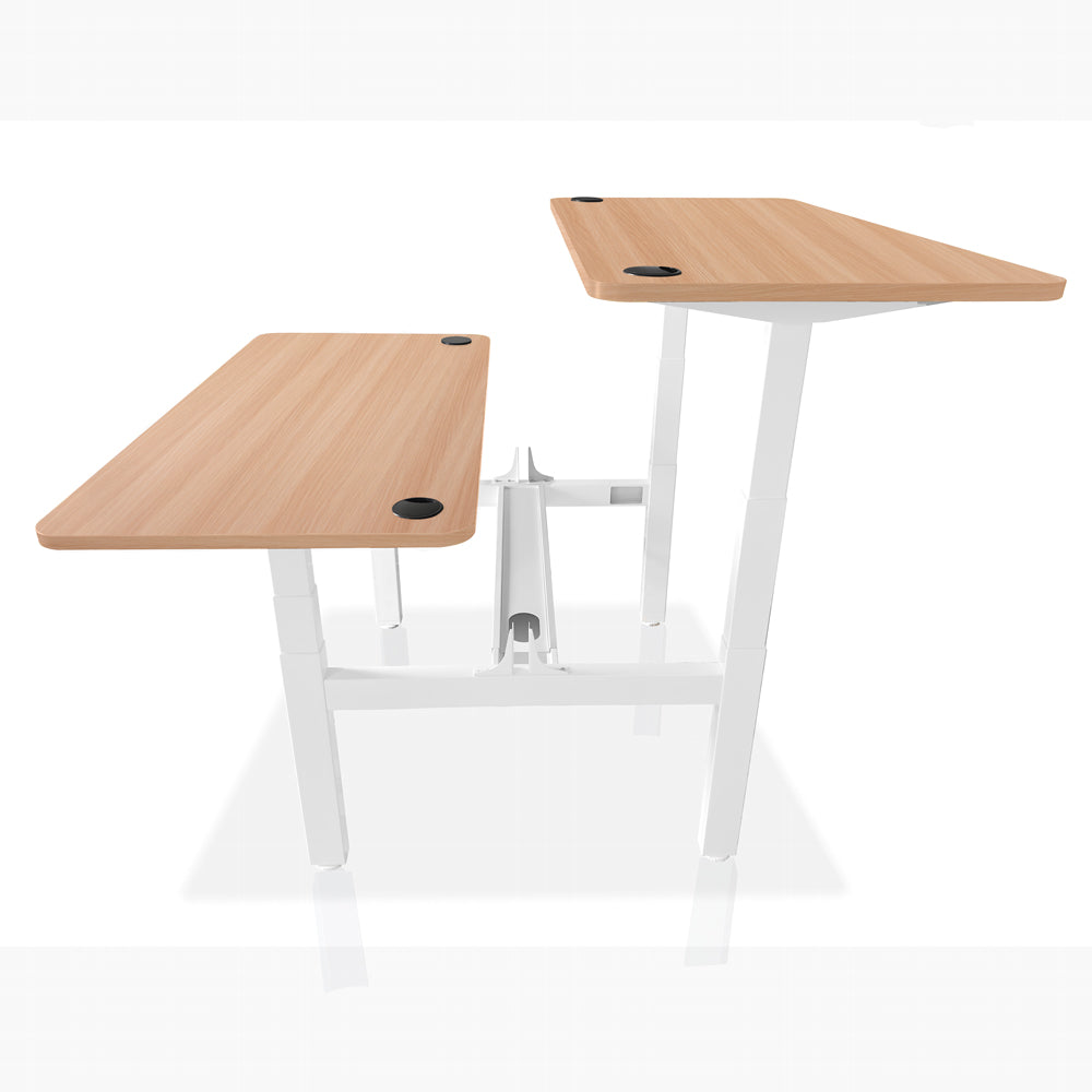 Bureau assis debout - DUO blanc-chene-naturel