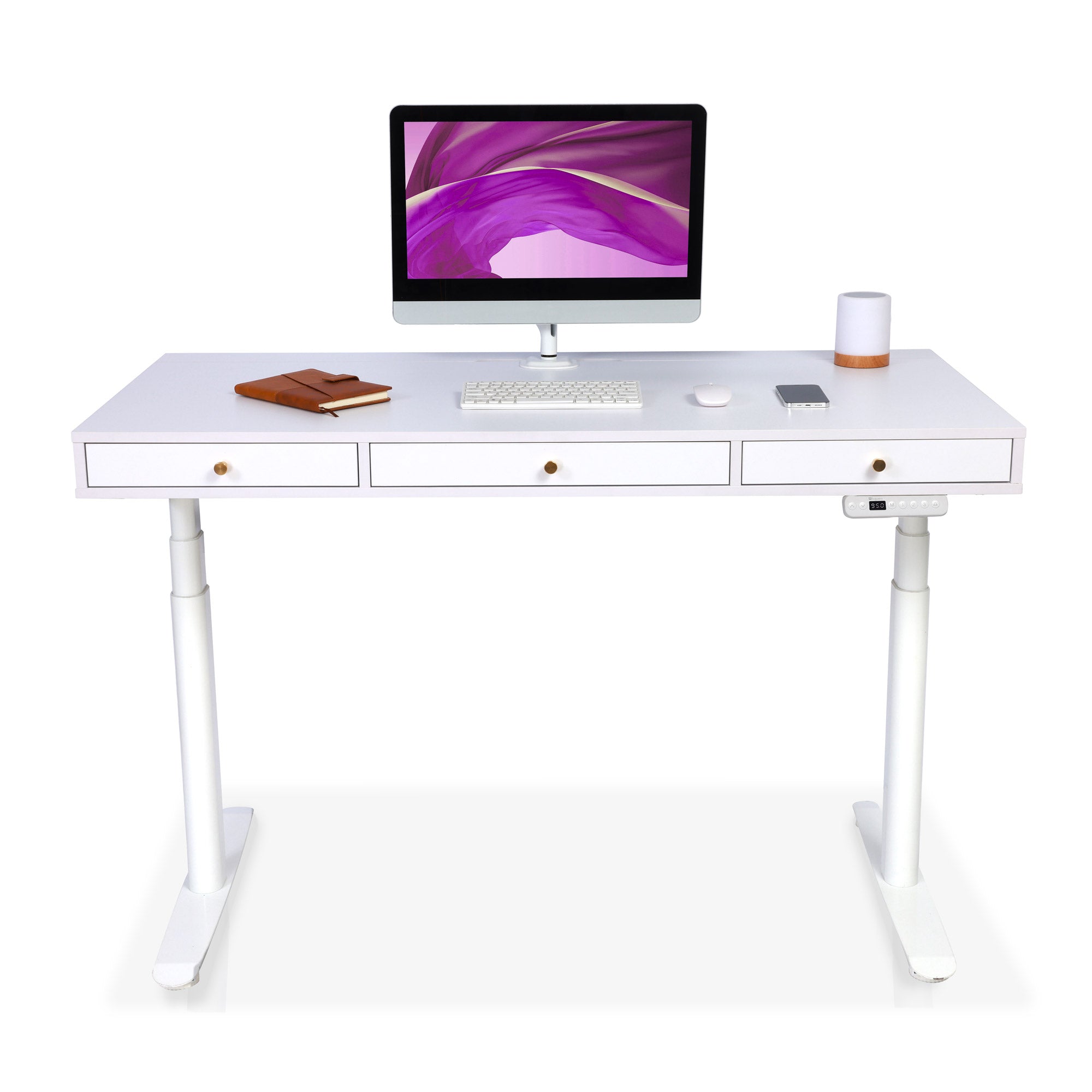 Bureau assis debout Space Dynamic Circle KQUEO blanc, 110 cm