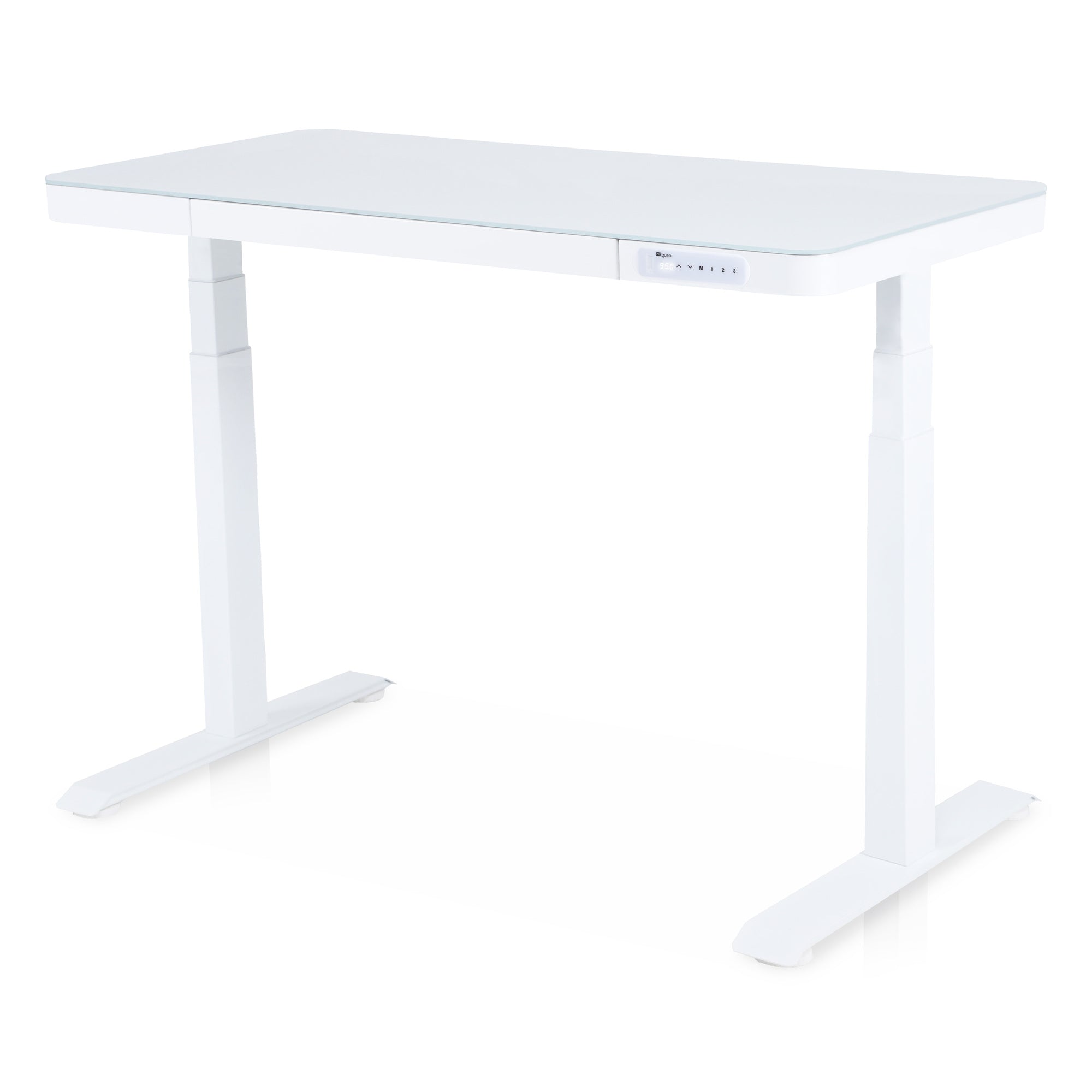 Bureau assis debout Dynamic Connect KQUEO en verre trempé blanc