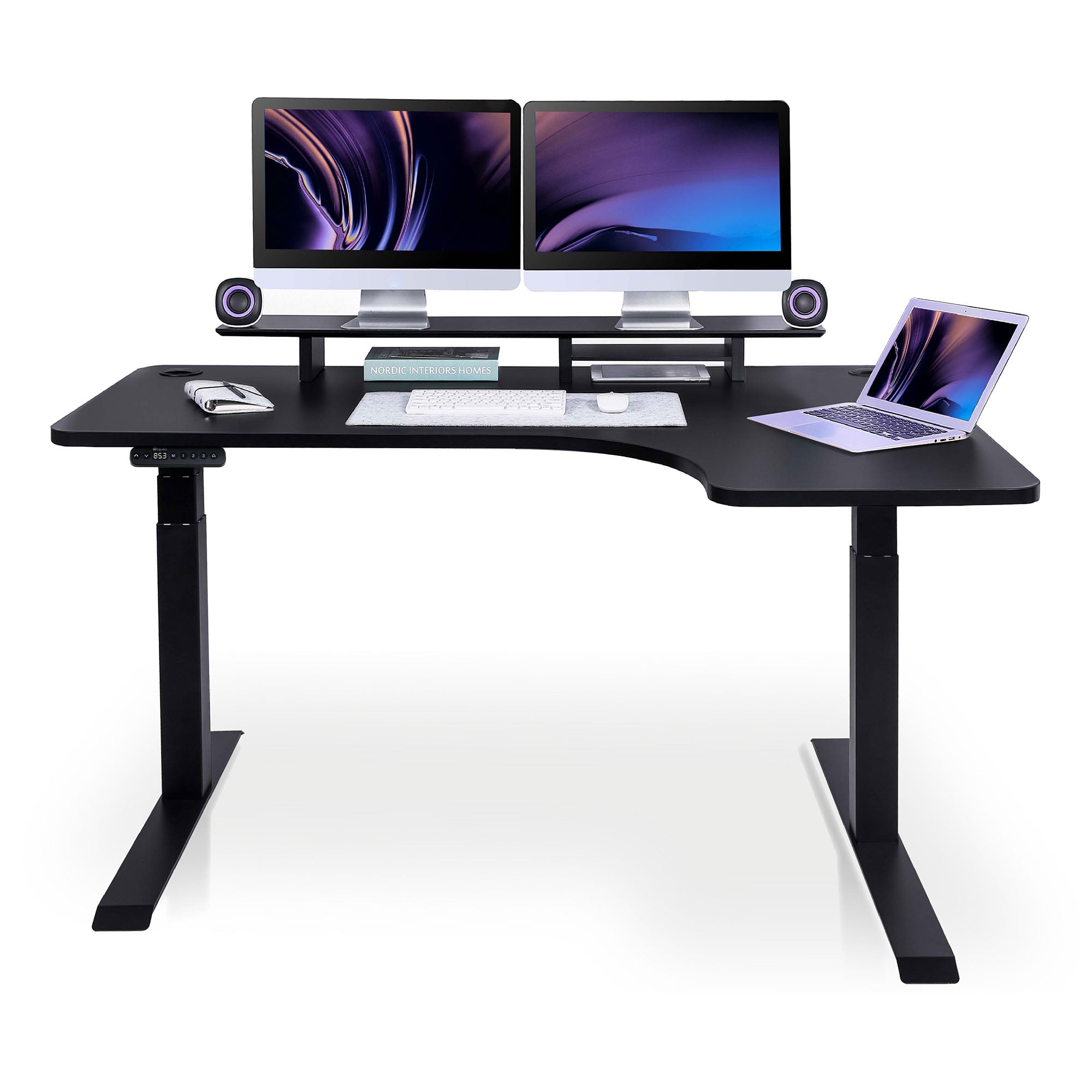Bureau assis debout d'angle CORNER KQUEO noir