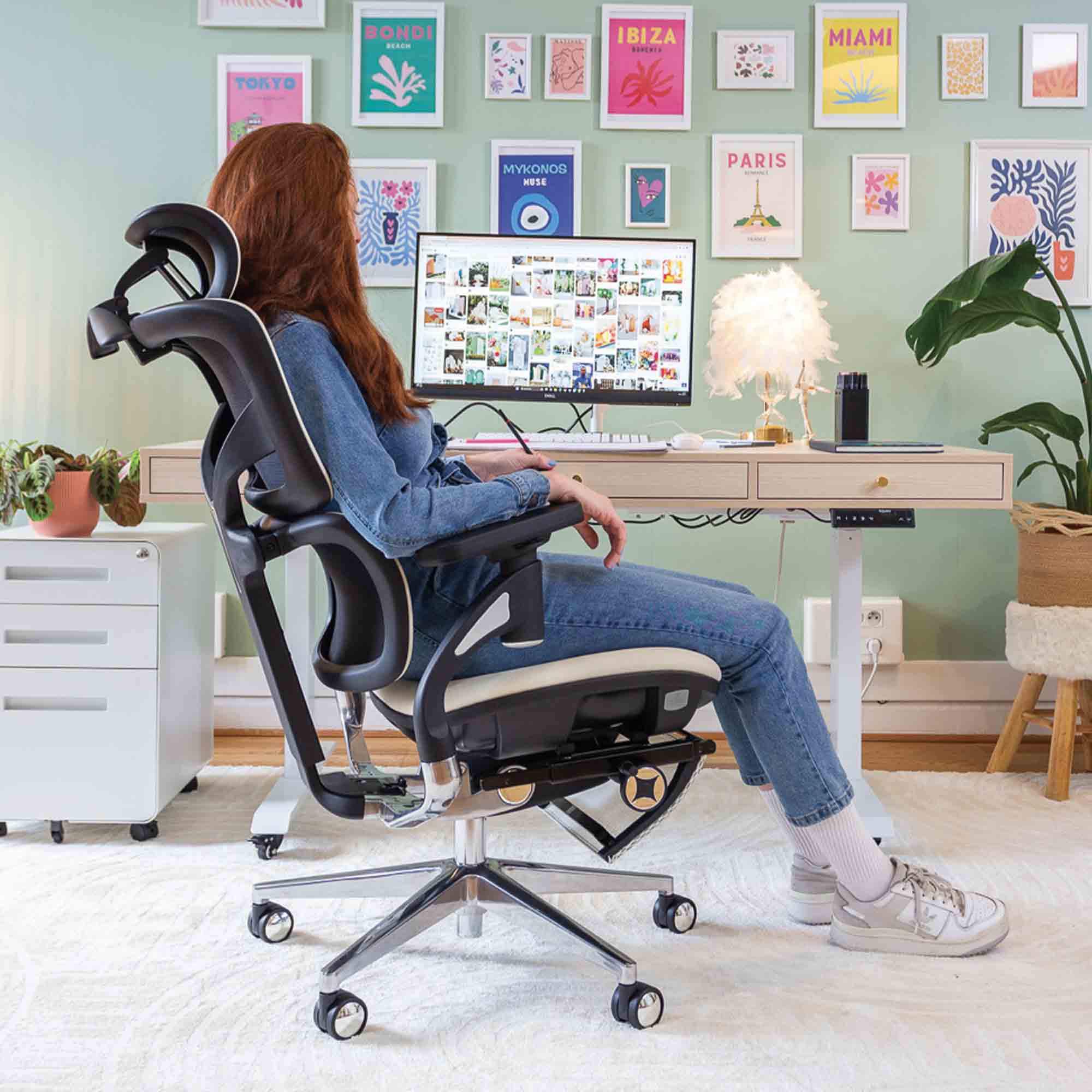 chaise ergonomique TERRANA Premium cuir blanc_ambiance