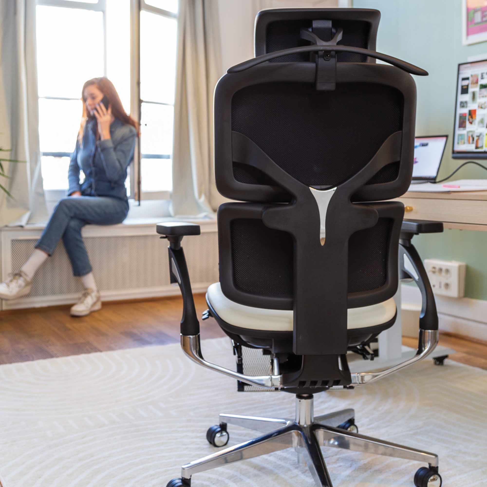 dossier chaise ergonomique TERRANA Premium cuir blanc_ambiance