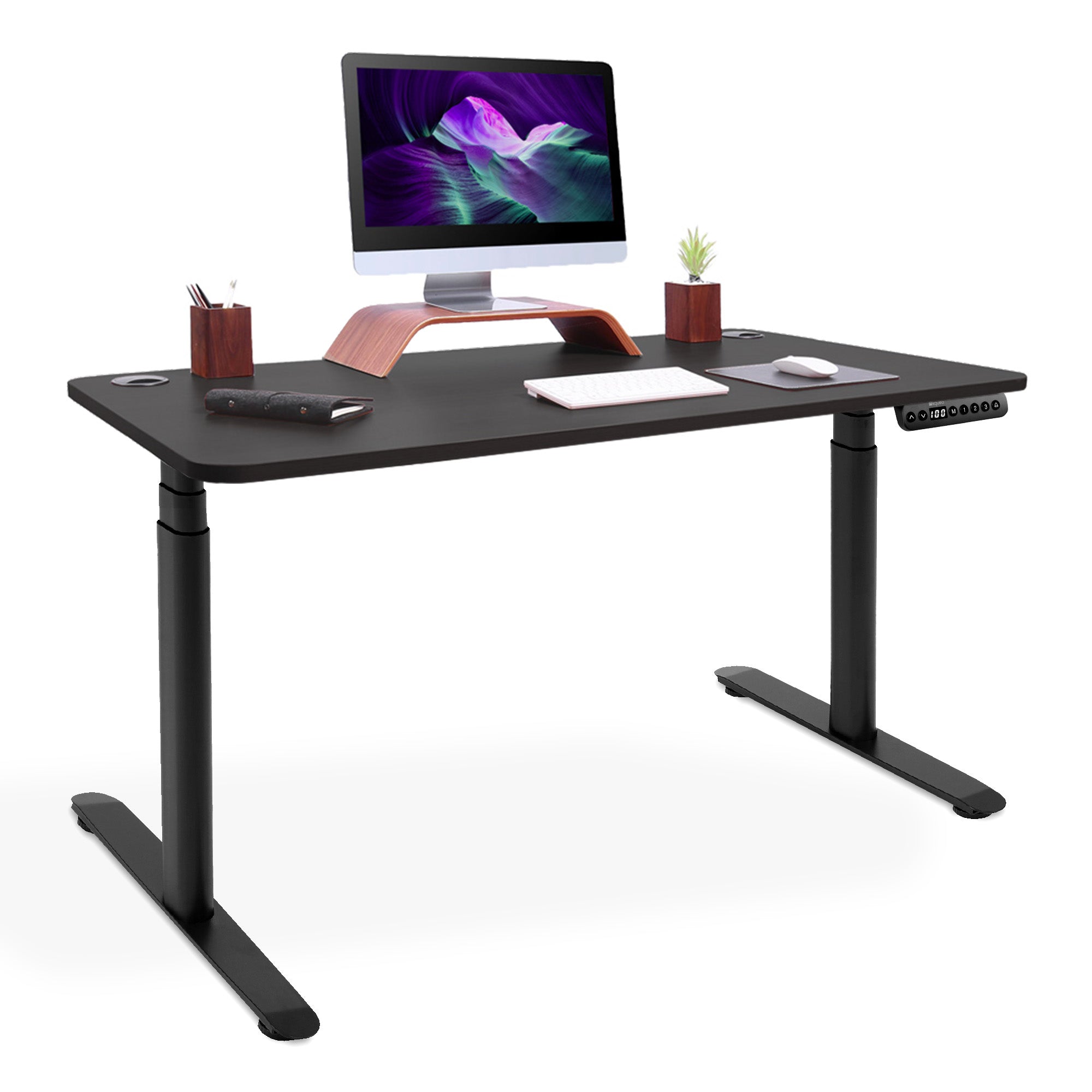 bureau debout 2 moteurs CIRCLE noir