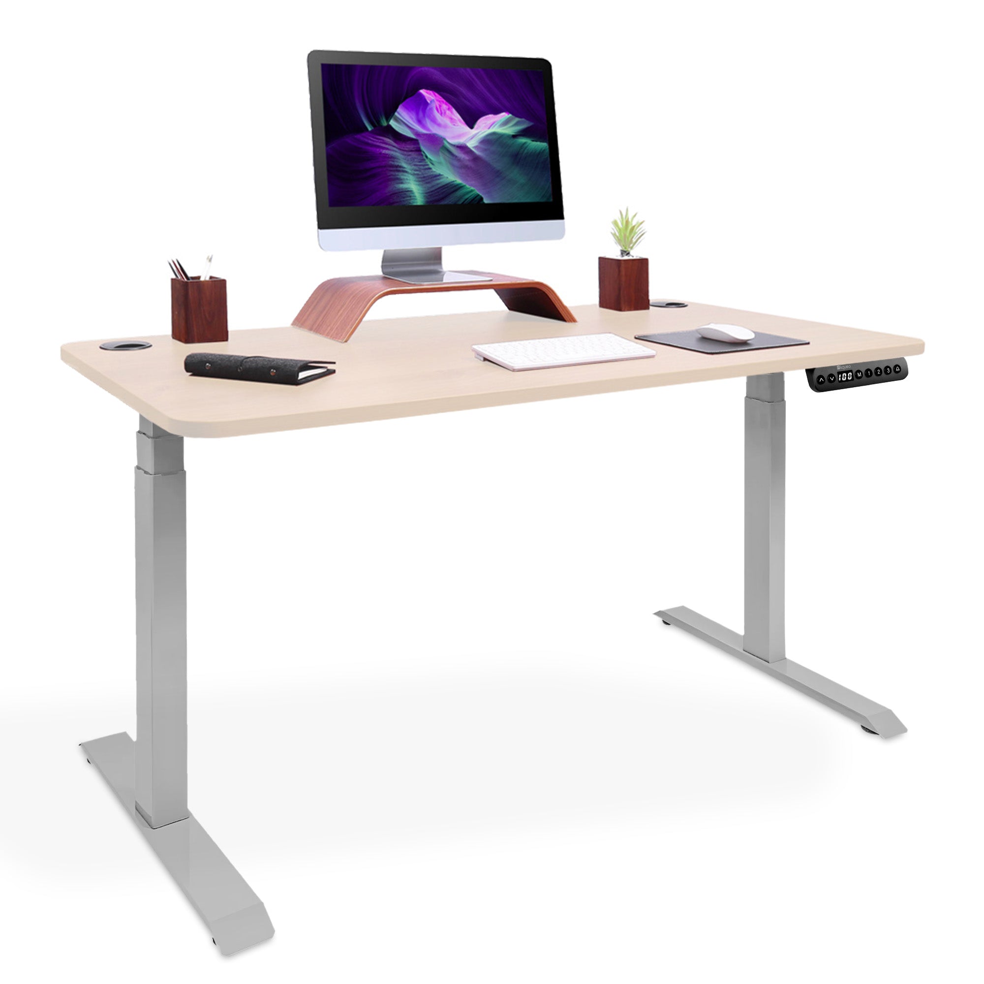 bureau debout 2 moteurs DYNAMIC gris chene clair