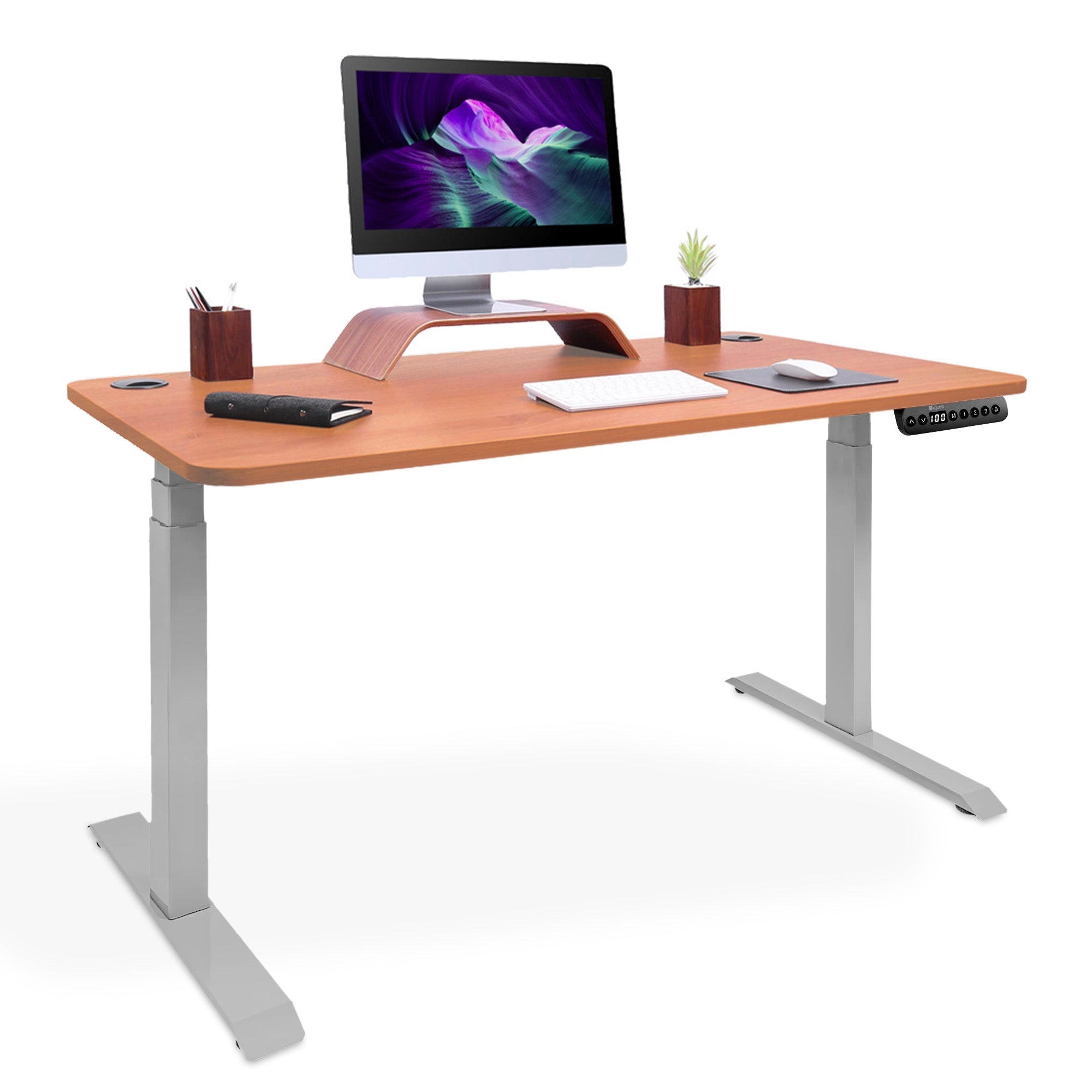bureau debout 2 moteurs DYNAMIC gris chene naturel