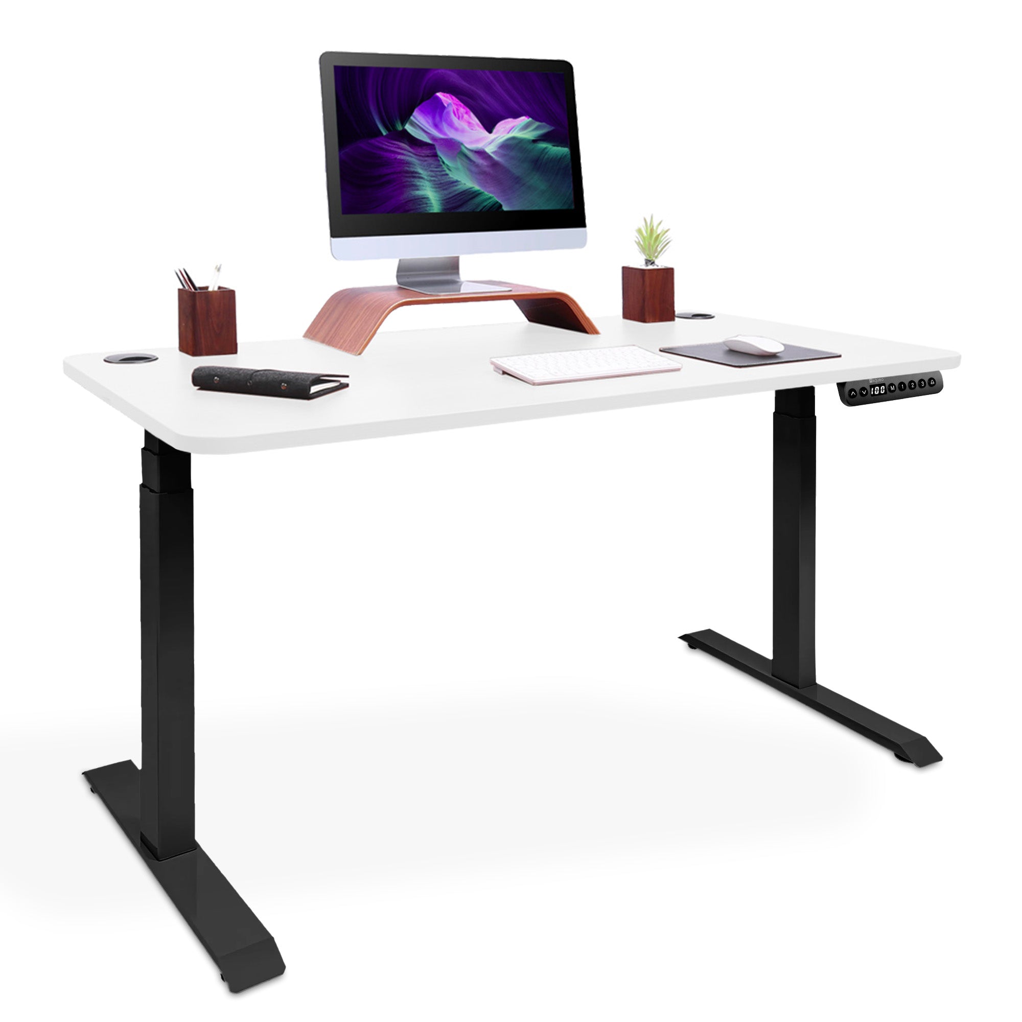bureau debout 2 moteurs DYNAMIC noir blanc