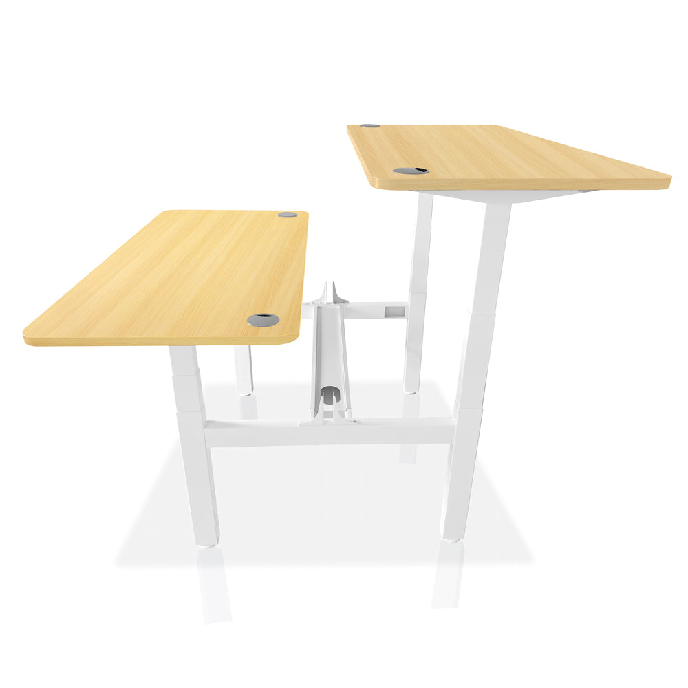 Bureau assis debout DUO KQUEO blanc et chêne