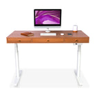 Bureau assis debout Space Dynamic Circle KQUEO blanc, plateau chêne, 110 x 60 cm