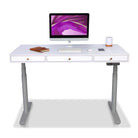 Bureau assis debout Space Dynamic Circle KQUEO gris et blanc, 110 cm