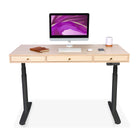 Bureau assis debout Space Dynamic Circle KQUEO noir, plateau chêne