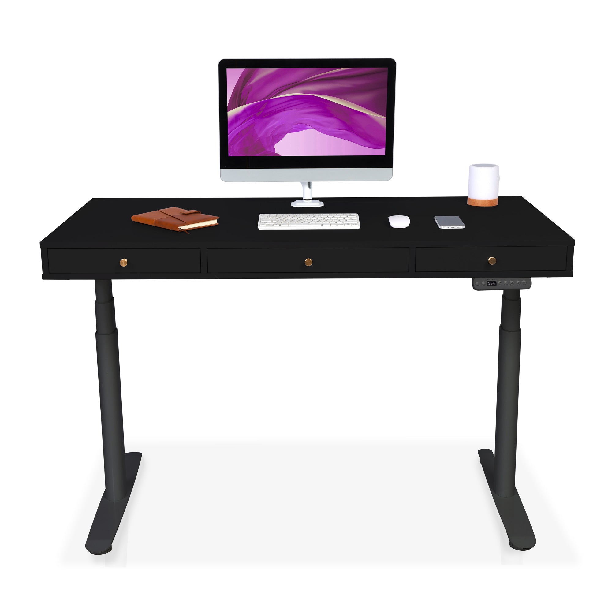 Bureau assis debout Space Dynamic Circle KQUEO noir, 110 cm