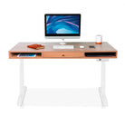 Bureau assis debout Space Dynamic Circle KQUEO blanc, plateau chêne, avec trappe