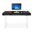 Bureau assis debout Space Dynamic Circle KQUEO blanc et noir, avec trappe