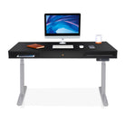 Bureau assis debout Space Dynamic Circle KQUEO gris et noir, avec trappe