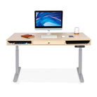 Bureau assis debout Space Dynamic Circle KQUEO gris, plateau chêne, avec trappe
