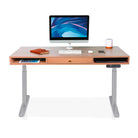 Bureau assis debout Space Dynamic Circle KQUEO gris, plateau chêne, avec trappe