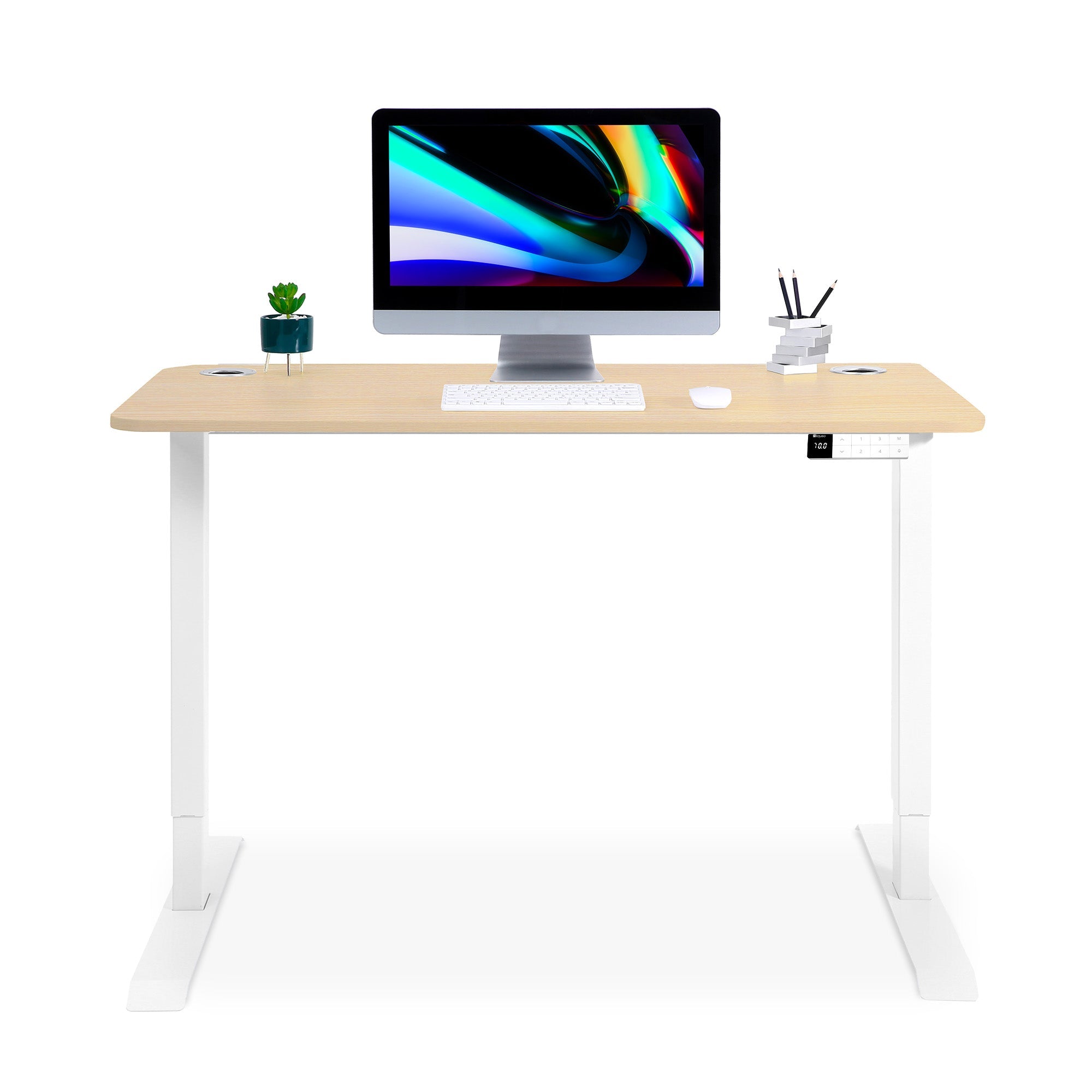 bureau assis debout LIFT KQUEO cadre noir et plateau chene clair