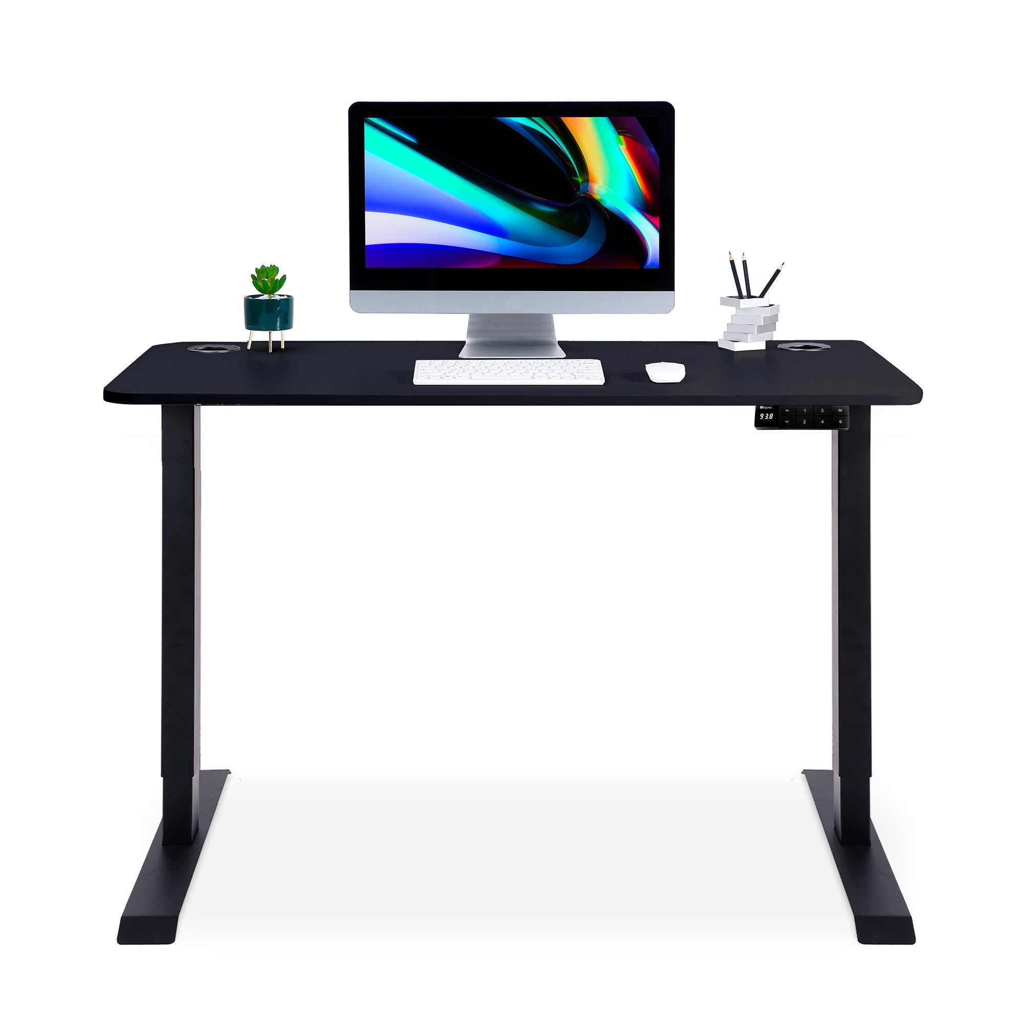 bureau assis debout LIFT KQUEO cadre noir et plateau blanc