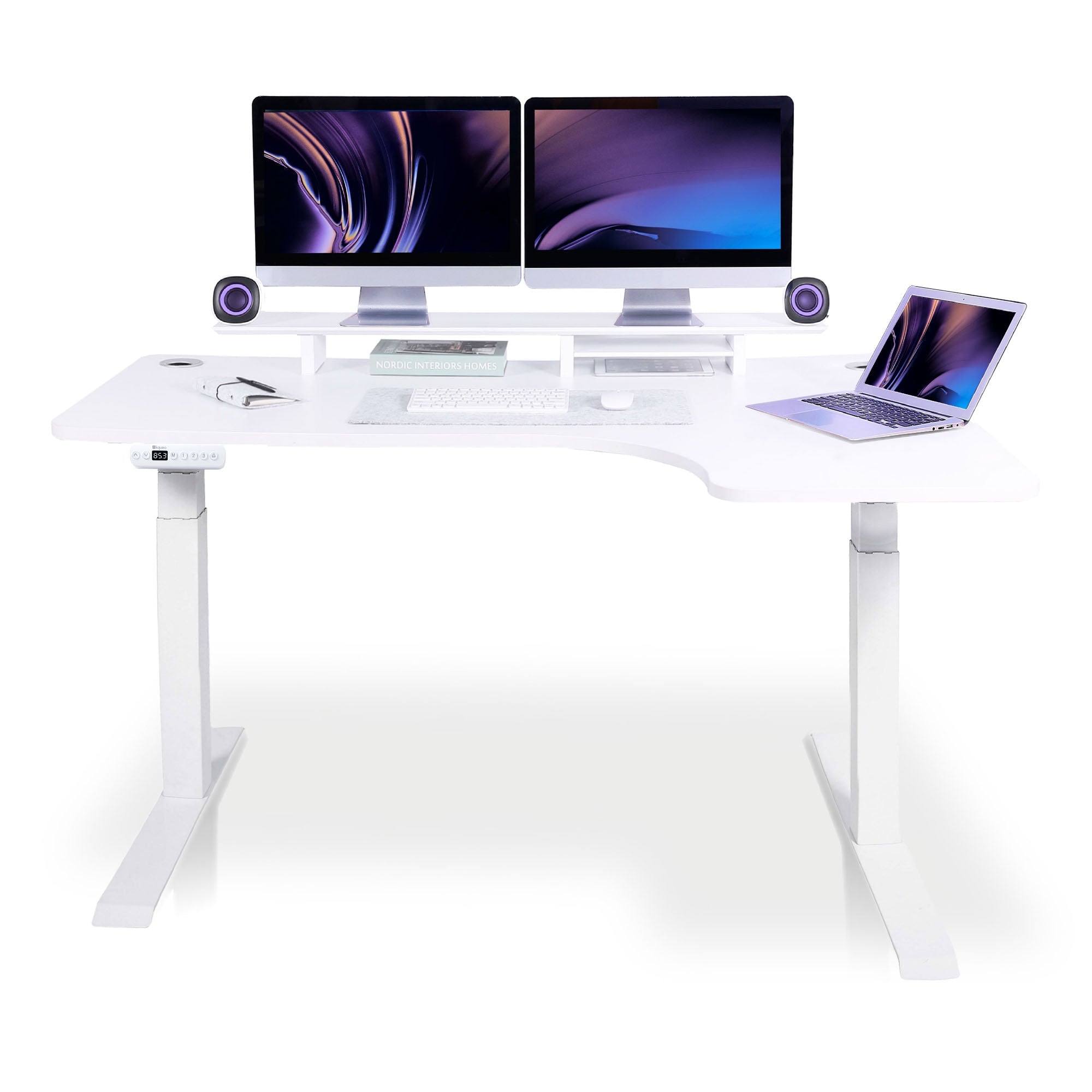 Bureau assis debout d'angle CORNER KQUEO blanc