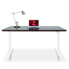Bureau assis debout Dynamic en verre trempé noir et blanc