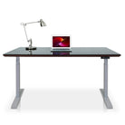 Bureau assis debout Dynamic en verre trempé noir et gris
