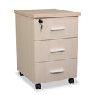 caisson de rangement 3 tiroirs mobile coloris bois clair Kqueo