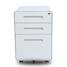 caisson de rangement 3 tiroirs en métal blanc kqueo