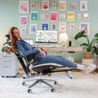 repose pied chaise ergonomique TERRANA Premium cuir blanc_ambiance
