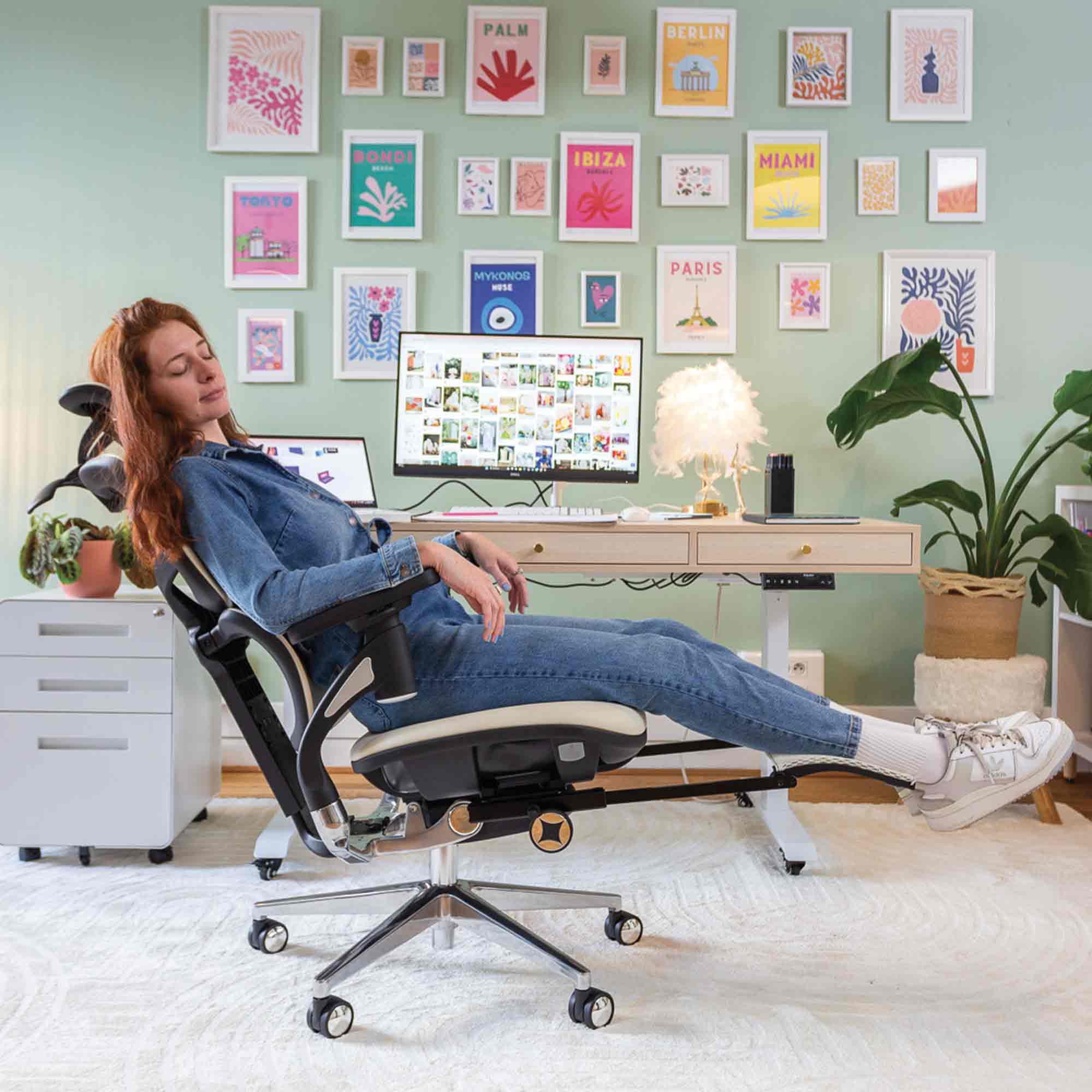 repose pied chaise ergonomique TERRANA Premium cuir blanc_ambiance