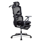Chaise ergonomique TERRANA PREMIUM noire vue de profil, dossier inclinable et repose-pied