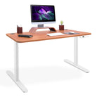 bureau debout 2 moteurs CIRCLE blanc chene naturel