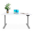 Bureau assis debout Dynamic Circle en verre trempé, blanc et gris