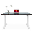 Bureau assis debout Dynamic Circle en verre trempé, noir et blanc