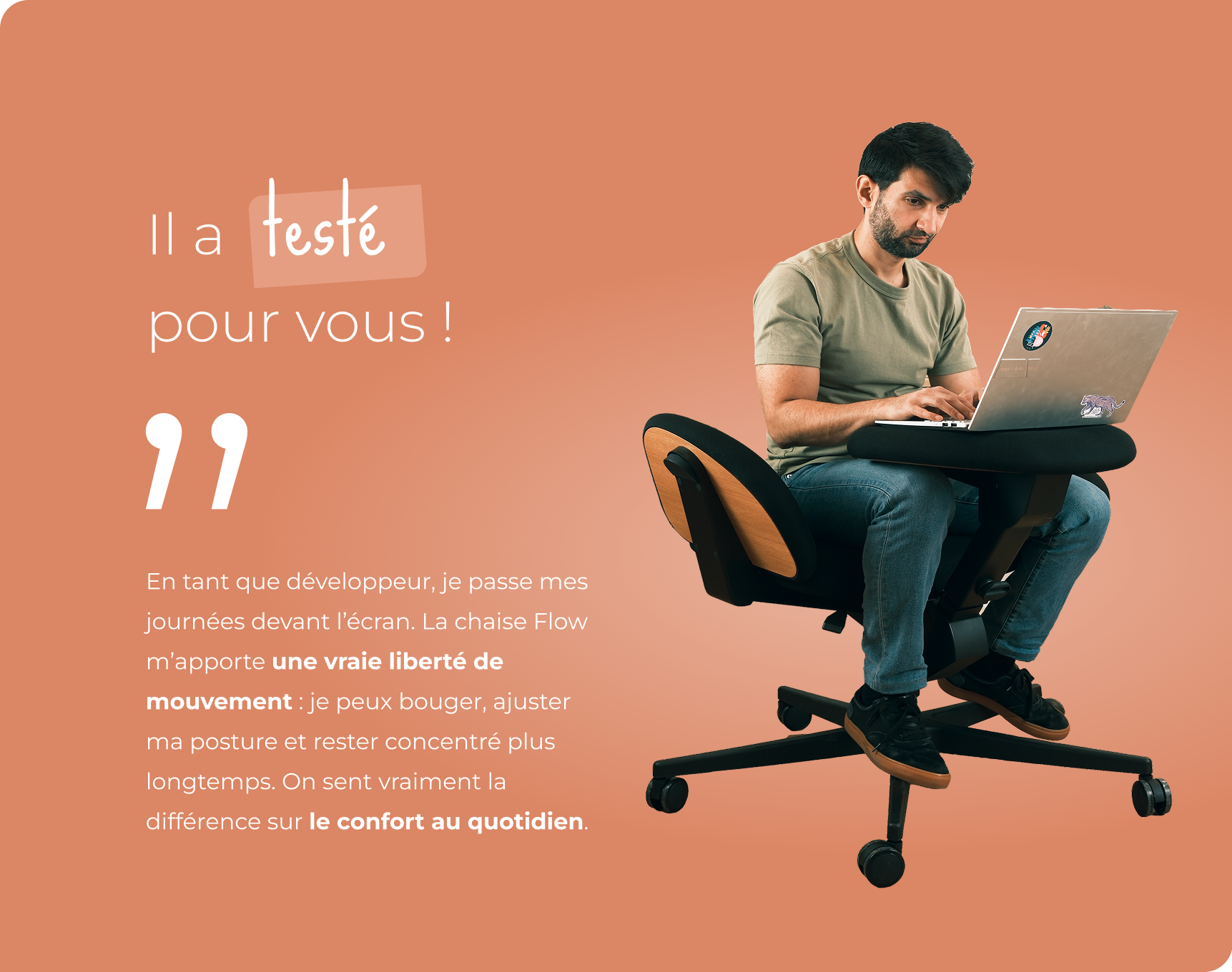Visuel de présentation de la chaise de bureau dynamique FLOW