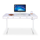 Bureau assis debout Space Dynamic carré KQUEO, 3 tiroirs, blanc