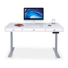Bureau assis debout Space Dynamic carré KQUEO, 3 tiroirs, gris et blanc