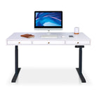 Bureau assis debout Space Dynamic carré KQUEO, 3 tiroirs, noir et blanc