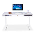 Bureau assis debout Space Dynamic carré KQUEO, 1 tiroir, blanc