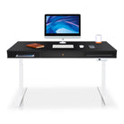 Bureau assis debout Space Dynamic carré KQUEO, 1 tiroir, blanc et noir