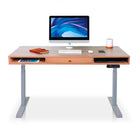 Bureau assis debout Space Dynamic carré KQUEO, 1 tiroir, gris et chêne