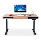 Bureau assis debout Space Dynamic carré KQUEO, 1 tiroir, noir et chêne