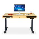 Bureau assis debout Space Dynamic carré KQUEO, 1 tiroir, noir et chêne