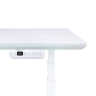 Bureau assis debout Dynamic en verre trempé blanc, vue rapprochée