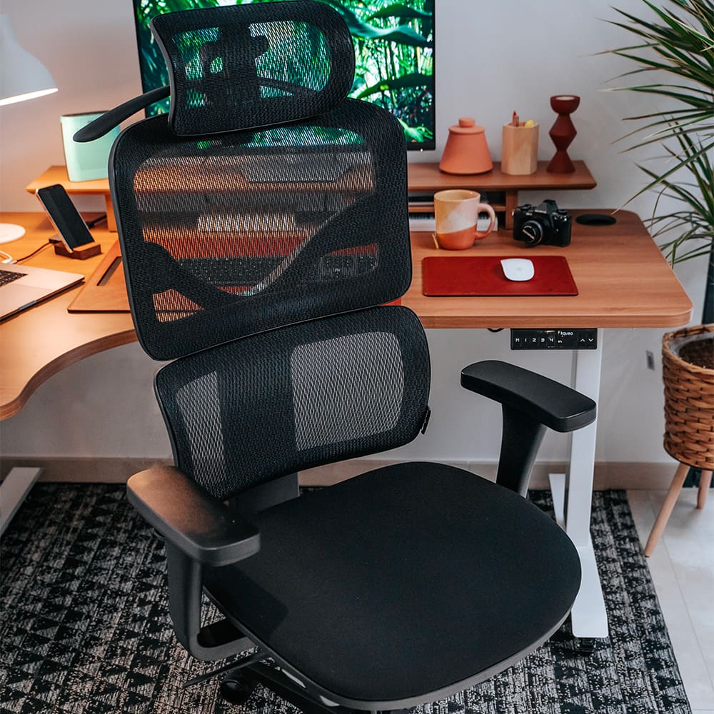 photo lifestyle chaise ergonomique noire TERRANA KQUEO